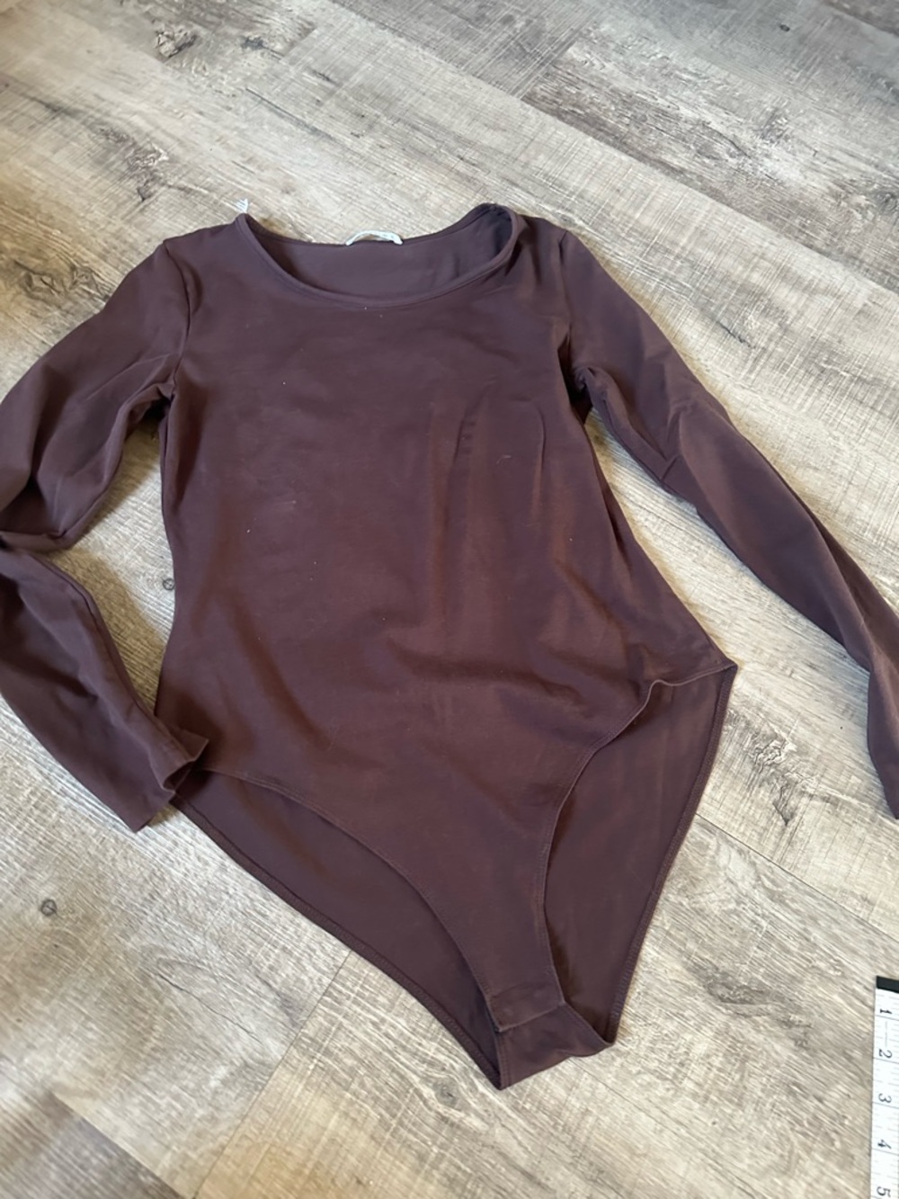 Mangopop Chocolate Brown Long Sleeve Bodysuit L